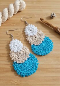 cascada aretes a crochet