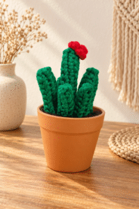 Cactus Verde Flor Roja Artesanal Editado 200x300